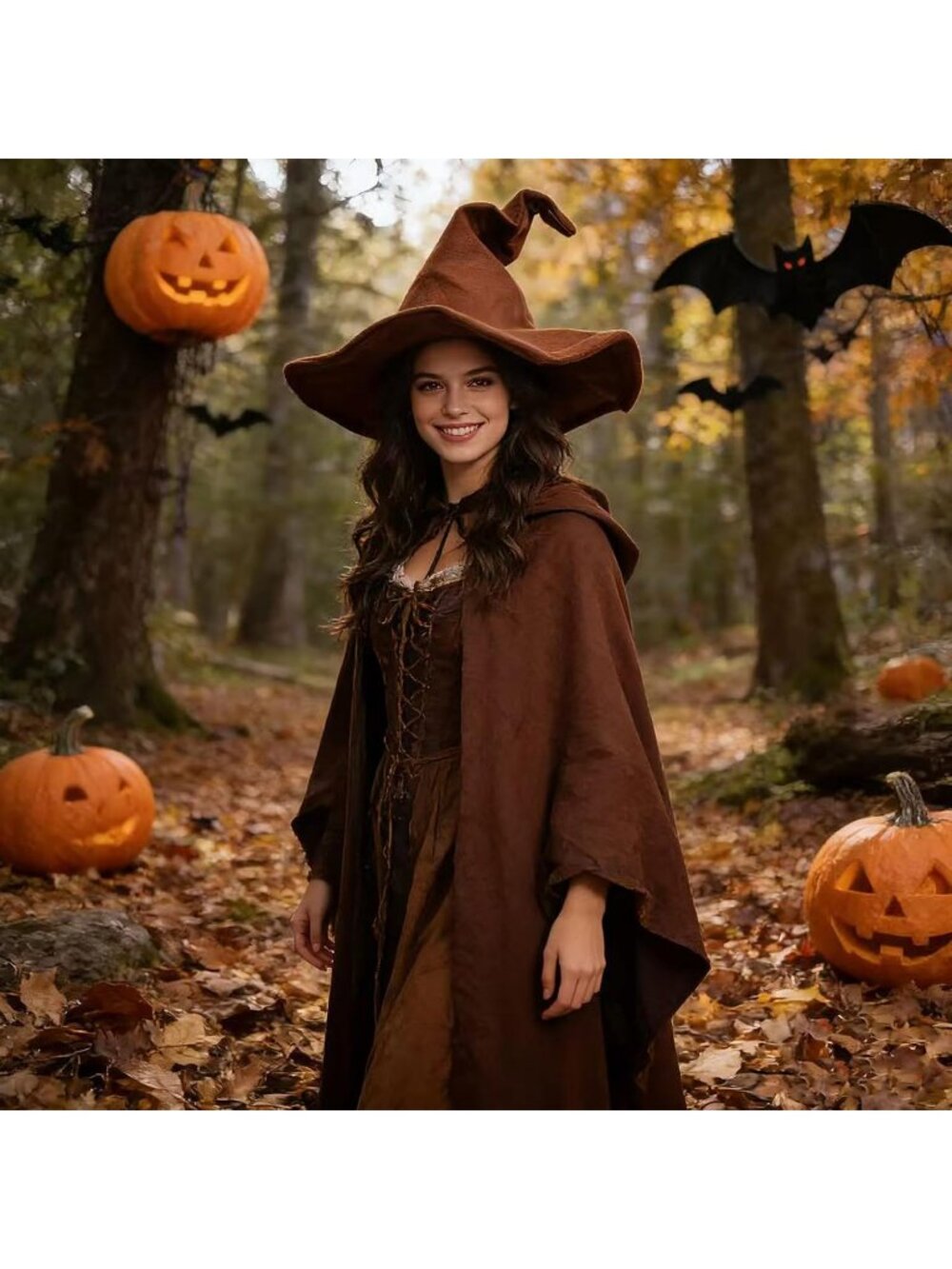 Halloween Brown 18IN Wizard Witch Hat Costume For Christmas Masquerade Carnivals - Picture 6 of 6